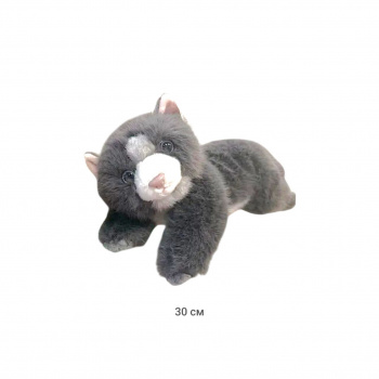 им Кошка арт. 209975/BO-2-30-3 Темно-серая с белым лежит 30 см в пак._
