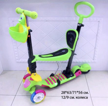 Самокат арт. 17391F" 3-х колесный, 5 в 1, свет муз, з/ход. Самокат арт. 17391F" 3-х колесный, 5 в 1, свет муз, з/ход.