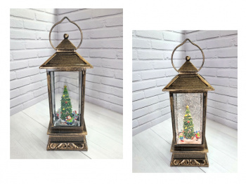 Фонарь Новогодний арт. 24054-1-601 "Хоровод. Дети у елки" свет 24 см в кор.