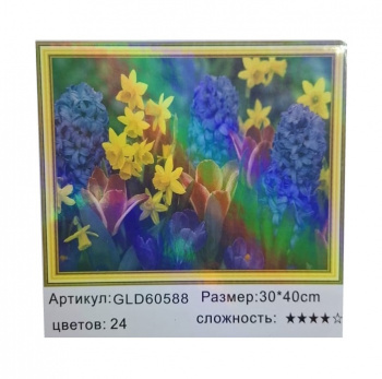 Алмазная мозаика арт. GLD60588 Цветы 30*40 полная выкладка на подрамнике