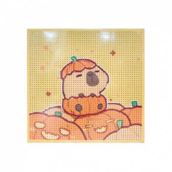 Алмазная мозаика арт. KP2028-209 Капибара в тыкве 20*20 на подрамнике в пак.