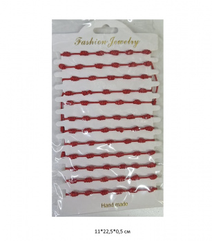 Нить красная арт. 2B-7 Простая тонкая с узелками 12 шт. в пак.