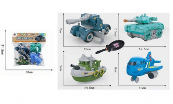 Машина констр. арт. RL589-27D Военная техника Набор 4 шт. в пак.•/48 шт./