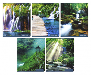 км_Тетрадь арт. ТОК48КР-ВД 48 л. А5 кл. скреп. офс.№2 Creativiki ВОДОПАДЫ мел. карт., ВД-лак, эконом