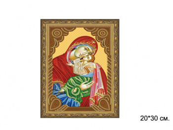 Алмазная мозаика арт. CDX044 Икона Девы Марии с млад. 20*30 неполная выкладка на подрамнике