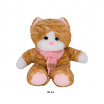 им Кот арт. 0803-43-1 Рыжый полосатый в шарфе 28 см в пак._ им Кот арт. 0803-43-1 Рыжый полосатый в шарфе 28 см в пак._