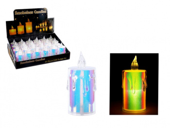 Свеча Новогодняя арт. JYB690831-502 "Огонек" радужный перламутр 3,7*10 см (24 шт.) в кор.