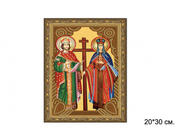 Алмазная мозаика арт. CDX057 Икона Петр и Февронья 20*30 неполная выкладка на подрамнике