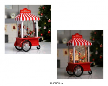 Фонарь Новогодний арт. 23024-1-601 "Дед Мороз и эльф" свет, музыка, USB в кор.