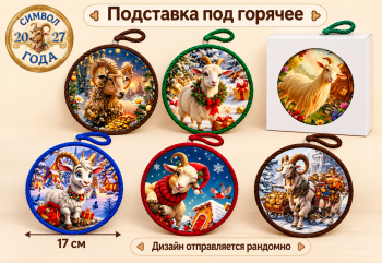 Подставка под горячее арт. ТС-5501-601 Коза/овечка d17 1 шт. ассорти в кор. (10 шт.)