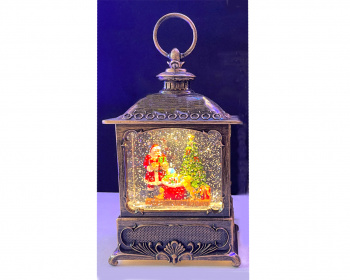 Фонарь Новогодний арт. 24008-1-601 "Дед Мороз с мешком подарков" свет 22 см в кор.