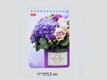 кс_Блокнот арт.121472 МАЛЫЙ ФОРМАТ (110х145мм) А6, 40л, гребень, лакированный, клетка, HATBER, Цветы кс_Блокнот арт.121472 МАЛЫЙ ФОРМАТ (110х145мм) А6, 40л, гребень, лакированный, клетка, HATBER, Цветы