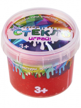 Слайм "СТЕКЛО" Party Slime, в банке 100 гр, красный неон Слайм "СТЕКЛО" Party Slime, в банке 100 гр, красный неон