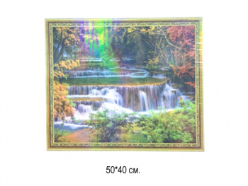 Алмазная мозаика арт. GLE72994 Каскад водопада 40*50 полная выкладка на подрамнике