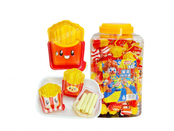 Конфета арт. 890104 Жевательная "Картофель фри" вкусы микс 100 шт. в банке