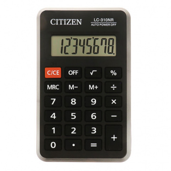 Калькулятор карманный CITIZEN LC310NR (114х69 мм), 8 разрядов, питание от батарейки, LC-310NR Калькулятор карманный CITIZEN LC310NR (114х69 мм), 8 разрядов, питание от батарейки, LC-310NR