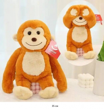 им Обезьяна арт. 23815-4-2 Рыжая в лапках магнитики 35 см в пак.)