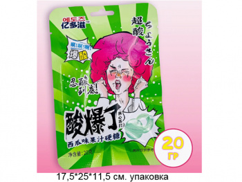 Конфета арт. 640206-3 Суперкислая "Лайм" 20 г 20 шт. в зеленой кор./