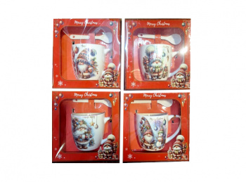 Подарочный набор арт. AT1948B-502 Чайный, кружка с ложкой "Гном" ассорти керамика в кор.