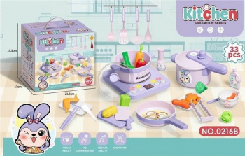 Набор посуды арт. 0216B С плиткой, продуктами 33 предм. свет, звук в кор.21,5*17*19,5