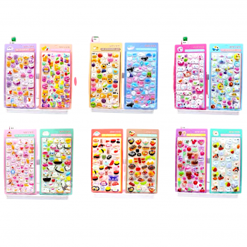 Наклейки арт. SZ-508-209 Объемные Зверюшки-вкусняшки ассорти на листе