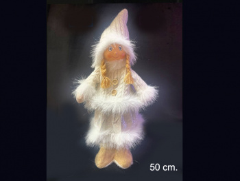 им Кукла арт. W7190-1-601 Девочка в белом вязаном костюме 50 см в пак.