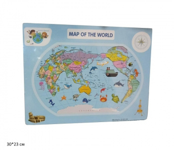 Деревянная игрушка арт. 5588-57 Пазл Карта мира в кор.)