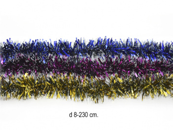 Мишура арт. 25#007 d 8 см Цветная крупная с белыми кончиками 2,3 м