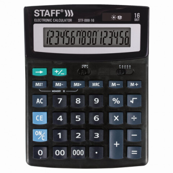 Калькулятор настольный STAFF STF-888-16 (200х150 мм), 16 разрядов, двойное питание, 250183 Калькулятор настольный STAFF STF-888-16 (200х150 мм), 16 разрядов, двойное питание, 250183