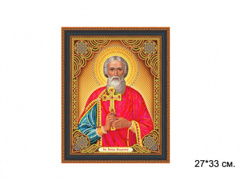 Алмазная мозаика арт. LP115 Икона Князь Владимир 27*33 неполная выкладка на подрамнике