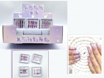 Набор для маникюра арт. CDJ-2511-209 Ногти накладные длинные фиолетовые ассорти 1шт. в кор. (24шт.)