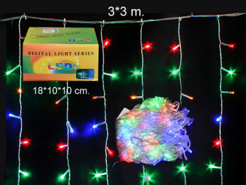 Гирлянда электр. арт. 15501-1 "Водопад" цветная 3х3 м в кор.