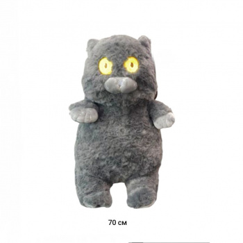 им Кот арт. 14894-209 Толстячок дымчатый глаза желтые круглые 70 см в пак.