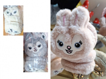 Наушники меховые арт. 1027-709 Зайка улыбашка цвета микс 1 шт. в пак.