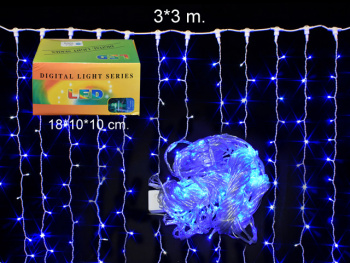 Гирлянда электр. арт. 125033-3 "Водопад" синяя уличная 3х3 м в кор.
