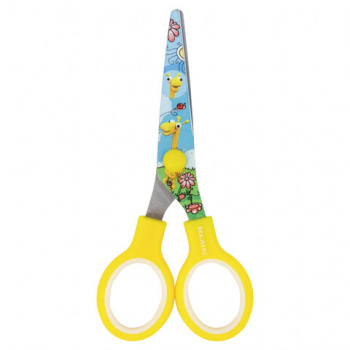 Ножницы BRAUBERG "Kid Series", 130 мм, жёлтые, с цветной печатью "Жирафы", закругленные, 232269 Ножницы BRAUBERG "Kid Series", 130 мм, жёлтые, с цветной печатью "Жирафы", закругленные, 232269