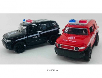 Модель металл. арт. ZY345505 Джип Полиция, Пожарная (12 шт.) шоубокс~