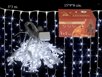 Гирлянда электр. арт. 312-33-501 Штора, белый свет, 3х3 м в кор.