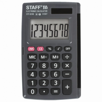 Калькулятор карманный STAFF STF-6248 (104х63 мм), 8 разрядов, двойное питание, 250284 Калькулятор карманный STAFF STF-6248 (104х63 мм), 8 разрядов, двойное питание, 250284
