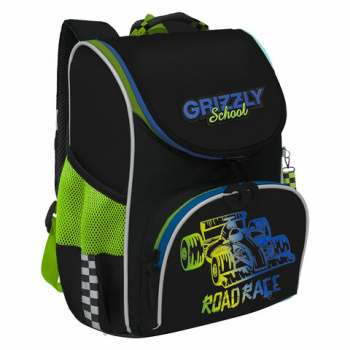 Ранец GRIZZLY анатомическая спинка, с мешком для обуви, для мальчиков, ROAD RACE, 33х25х13 см, RAm-4 Ранец GRIZZLY анатомическая спинка, с мешком для обуви, для мальчиков, ROAD RACE, 33х25х13 см, RAm-4