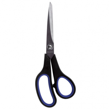 Ножницы BRAUBERG "Soft Grip", 216 мм, черно-синие, резиновые вставки, 3-х сторонняя заточка, 230763 Ножницы BRAUBERG "Soft Grip", 216 мм, черно-синие, резиновые вставки, 3-х сторонняя заточка, 230763