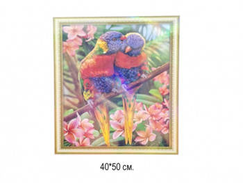 Алмазная мозаика арт. GLE76576 Пара попугаев 40*50 полная выкладка на подрамнике