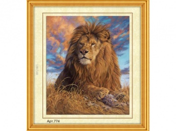 рк Набор для вышивания арт. 774 бисером 27x35 см (частич.заполн.,канва с рис) Величественный лев рк Набор для вышивания арт. 774 бисером 27x35 см (частич.заполн.,канва с рис) Величественный лев