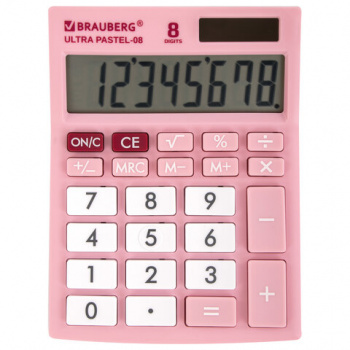 Калькулятор настольный СА_250514 BRAUBERG ULTRA PASTEL-08-PK,КОМПАКТНЫЙ(154x115мм)8 разряд.двойн.пит Калькулятор настольный СА_250514 BRAUBERG ULTRA PASTEL-08-PK,КОМПАКТНЫЙ(154x115мм)8 разряд.двойн.пит