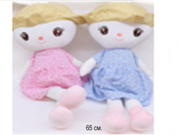 им Зайка арт. YE90106-20 Белый в платье и панамке 65 см в пак.)