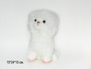 им Кошка арт. 14429-1-209 Белая мохнатая сидит 24*15 см в пак.