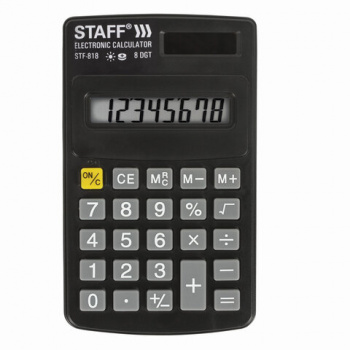 Калькулятор карманный STAFF STF-818 (102х62 мм), 8 разрядов, двойное питание, 250142 Калькулятор карманный STAFF STF-818 (102х62 мм), 8 разрядов, двойное питание, 250142