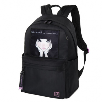 Рюкзак BRAUBERG FASHION CITY универсальный, "Romantic", черный, 44х31х16 см, 270808 Рюкзак BRAUBERG FASHION CITY универсальный, "Romantic", черный, 44х31х16 см, 270808