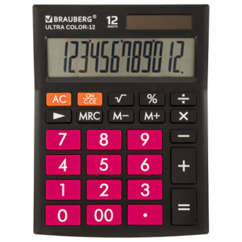 Калькулятор настольный BRAUBERG ULTRA COLOR-12-BKWR (192x143 мм), 12 разрядов, двойное питание, ЧЕРН Калькулятор настольный BRAUBERG ULTRA COLOR-12-BKWR (192x143 мм), 12 разрядов, двойное питание, ЧЕРН