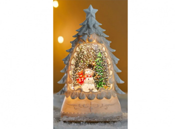 Фонарь Новогодний арт. 690815-3-502 "Снеговик у елки" на батар. 15 см в кор.